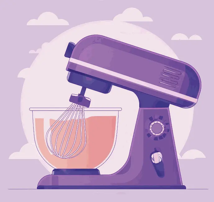 Illustration d'un mixeur en action illustrant le concept de mélange d'éléments pour en créer un nouveau.